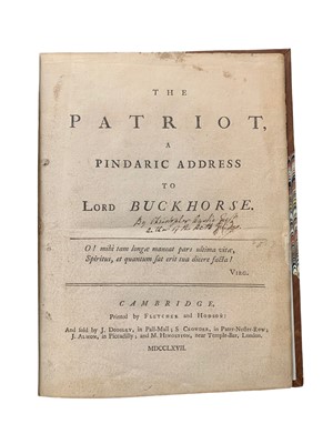 Lot 28 - Anstey. The Patriot: a Pindaric Address to Lord Buckhorse. 1767