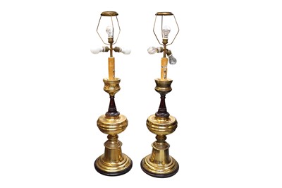 Lot 434 - A LARGE PAIR OF 19TH CENTURY STYLE LAMPS