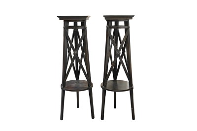 Lot 333 - A PAIR OF EBONISED WOOD SCULPTURE STANDS
