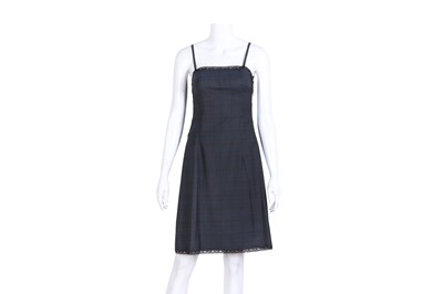 Lot 203 - Prada Navy Wool Check Dress - Size 38
