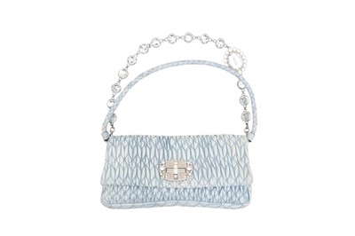 Lot 168 - Miu Miu Blue Matelasse Coffer Flap Bag