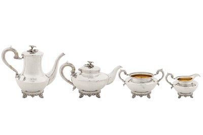Lot 357 - A William IV sterling silver four-piece tea and coffee service, London 1834 by John James Kieth