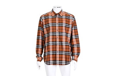 Lot 263 - Burberry Men's Brown Poplin Check Shirt