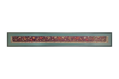 Lot 600 - A CHINESE SILK EMBROIDERED 'BLOSSOMS' SLEEVE PANEL