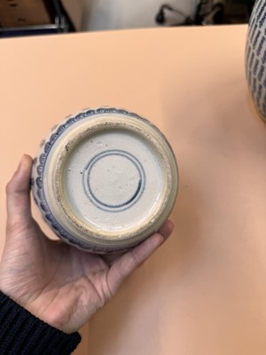 Lot 429 - TWO CHINESE BLUE AND WHITE 'SHOU' JARS