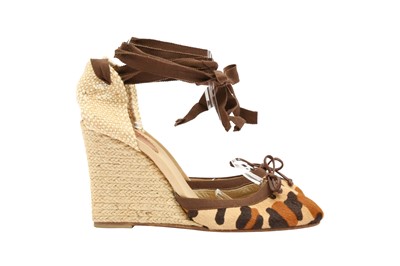 Lot 259 - Christian Louboutin Leopard Print Wedge Espadrille - Size 38