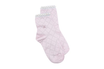 Lot 58 - Chanel Lilac Embellished CC Socks