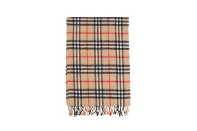 Lot 113 - Burberry Beige Cashmere Classic Check Scarf