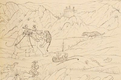 Lot 85 - A 20TH CENTURY FOLIO SKETCHBOOK OF FINELY DRAWN HUNTING SCENES