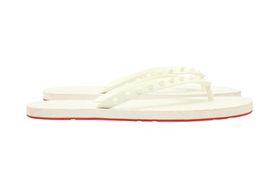 Lot 520 - Christian Louboutin White Loubi Flip Flop - Size 42