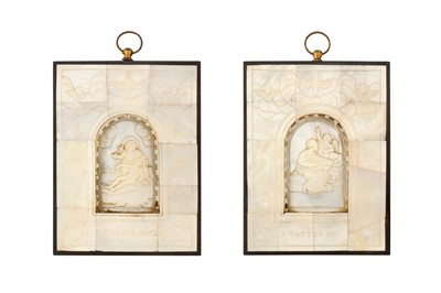 Lot 117 - TWO MOTHER OF PEARL CAMEOS FEATURING CHRISTIAN ICONOGRAPHY