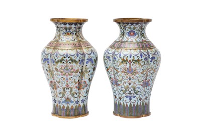 Lot 124 - A PAIR OF CHINESE CLOISONNÉ ENAMEL VASES