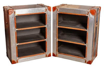 Lot 373 - A PAIR OF AVIATION-INSPIRED OPEN BOOKCASES