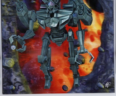 Lot 11 - Richard Counsell (b.1968): 3D lenticular Print of Transformers Style Armoured Robot