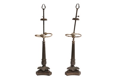 Lot 432 - SIMON LOSCERTALES BONA, SPAIN; A PAIR OF LOUIS PHILIPPE STYLE SILVER PLATED TABLE LAMPS