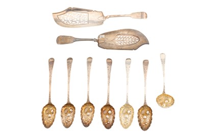 Lot 165 - Five George III sterling silver tablespoons, London 1784 by William Sumner