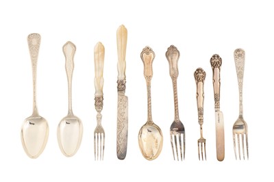 Lot 151 - A Victorian sterling silver christening spoon and fork, 1861/63 by George Adams of Chawner and Co