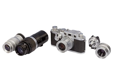 Lot 258 - A Leica IIIf Red Dial Rangefinder Camera Outfit