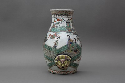 Lot 24 - A CHINESE FAMILLE-VERTE 'FIGURATIVE' WALL FOUNTAIN