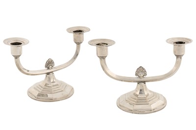 Lot 125 - An early 20th century Norwegian 830 standard silver twin candelabra, with Swedish import marks