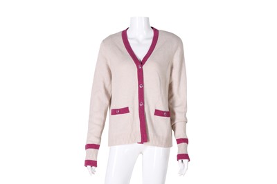 Lot 326 - Chanel Beige Cashmere CC Cardigan - Size 46