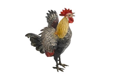 Lot 331 - MANNER OF FRANZ BERGMANN; AN AUSTRIAN COLD PAINTED BRONZE COCKEREL