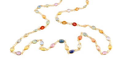 Lot 110 - A COLOURED SAPPHIRE NECKLACE