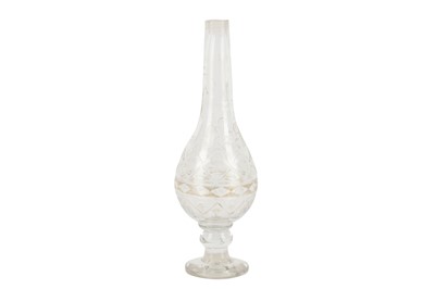 Lot 8 - A SMALL CUT AND GILT CLEAR-GLASS ROSEWATER SPRINKLER