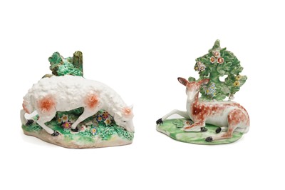 Lot 211 - AN 18TH DERBY SHEEP AND DERBY DEER