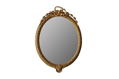 Lot 346 - A 19TH CENTURY STYLE GILT FRAMED OVAL MIRROR