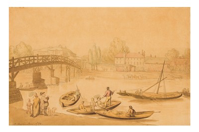 Lot 202 - Rowlandson. Watercolour. Hampton Bridge 1790