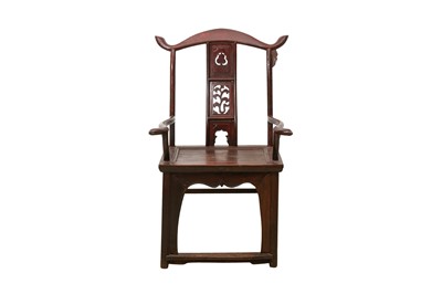 Lot 188 - A Chinese red-painted elm wood chair, Qing Dynasty 18th - 19th Century