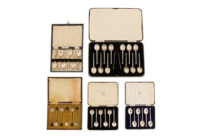 Lot 144 - Five cased sets of sterling silver teaspoons