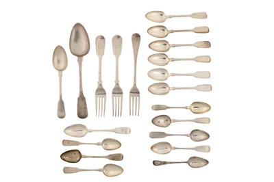 Lot 158 - A mixed group of George III and later sterling silver flatware