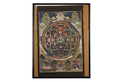 Lot 299 - A TIBETAN PAINTED 'MANDALA' THANGKA