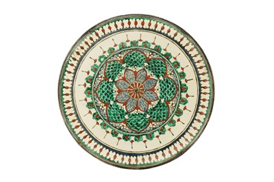 Lot 301 - A LARGE IZNIK-STYLE POTTERY PLATE IN THE MANNER OF FRENCH SAMSON WARES