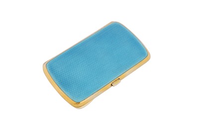 Lot 181 - An early 20th century Norwegian 930 standard silver gilt and guilloche enamel cigarette case, Bergen circa 1910 by Marius Hammer