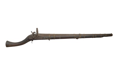 Lot 405 - AN AFGHAN OVERSIZED PERCUSSION JEZAIL RIFLE, 19TH CENTURY
