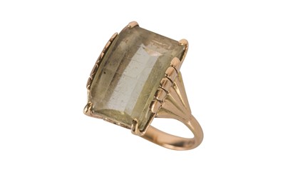 Lot 10 - A 9CT GOLD PRASIOLITE GREEN QUARTZ RING, CIRCA 1962