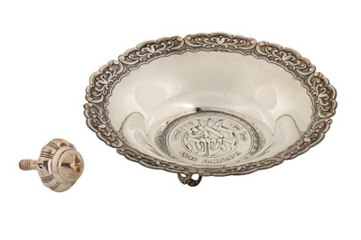 Lot 111 - Judaica – A modern sterling silver bowl and dreidel