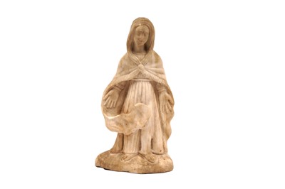 Lot 358 - A CARVED MARBLE STATUE OF THE VIRGIN MARY, 17TH CENTURY