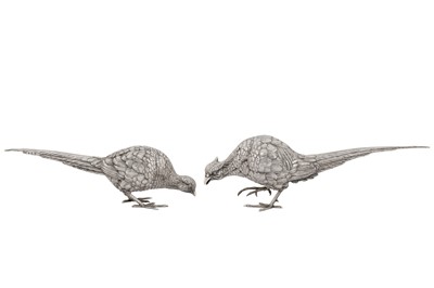 Lot 59 - A large pair of early 20th century German silver table ornaments, Hanau by Neresheimer, import marks by Berthold Muller