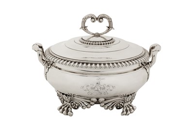 Lot 529 - A George III sterling silver sauce tureen, London 1811 by Benjamin Smith and James Smith III (reg. 23rd Feb 1809 – terminated by 14th Oct 1812)