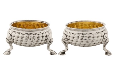 Lot 519 - A pair of George II sterling silver salts, London 1750 by I.W in a circle, for James Waters (free. 24th March 1737)