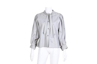 Lot 66 - Jean Muir Grey Leather Shacket - Size 10