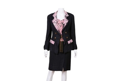 Lot 403 - Chanel Black Coco Three Piece Skirt Suit - Size 38 & 42