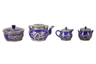 Lot 288 - A CHINESE METAL-BOUND PORCELAIN TEA SET