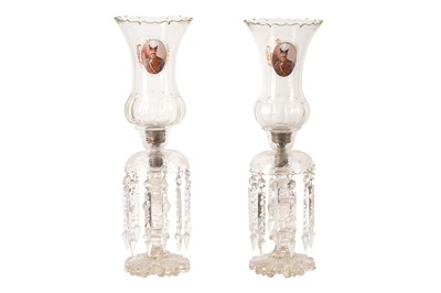 Lot 277 - A PAIR OF CRYSTAL STORM LANTERNS FOR THE PERSIAN MARKET, LATE 19TH CENTURY