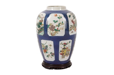 Lot 114 - A CHINESE FAMILLE-VERTE POWDER-BLUE JAR