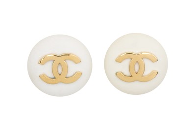 Lot 439 - Chanel Cream CC Clip On Earrings
